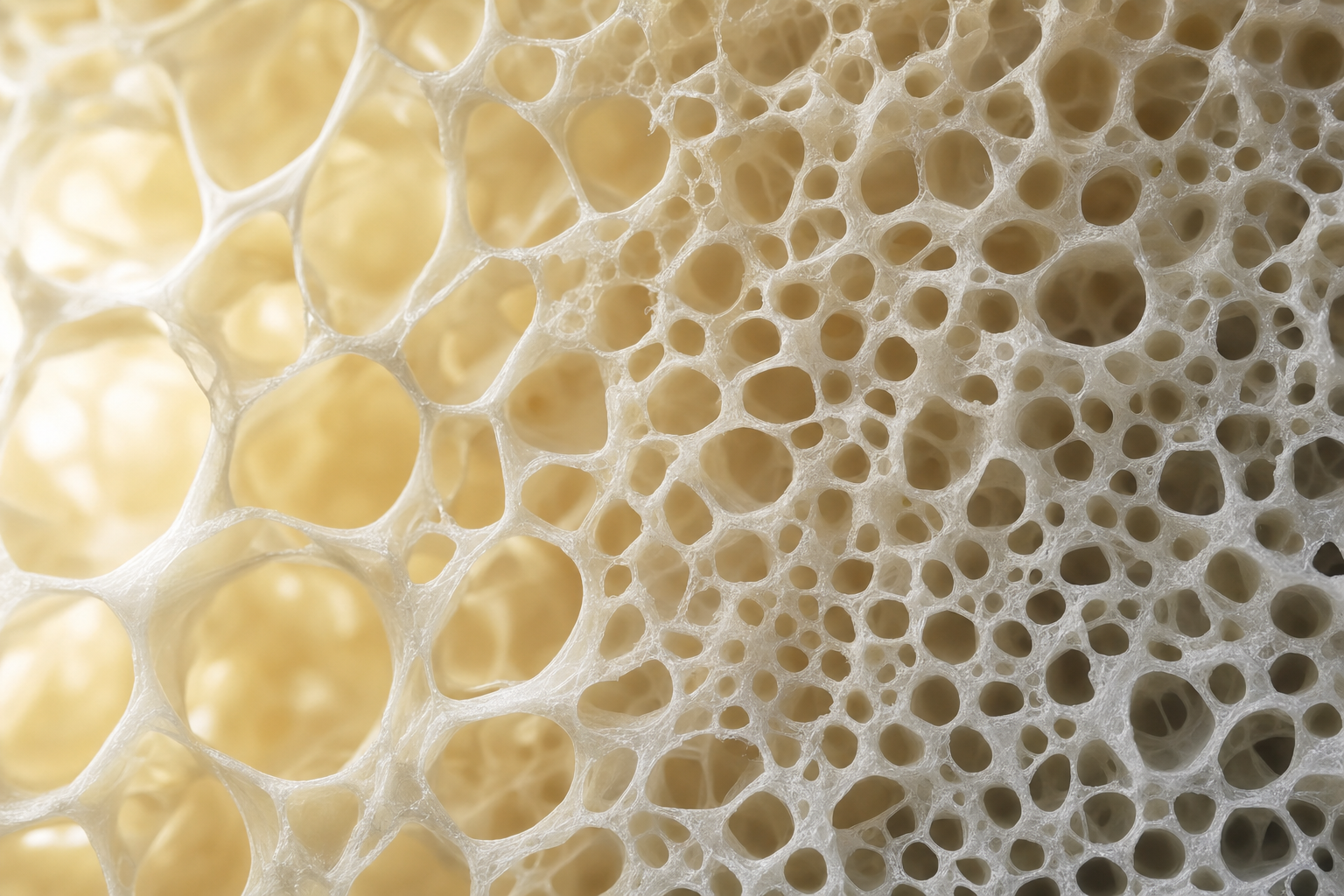Macro photograph of polyurethane foam cell structure