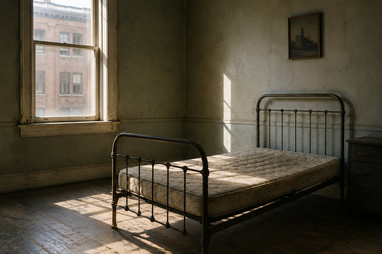 A traditional hand-tufted natural-fibre mattress — horsehair, wool, and cotton over a firm base